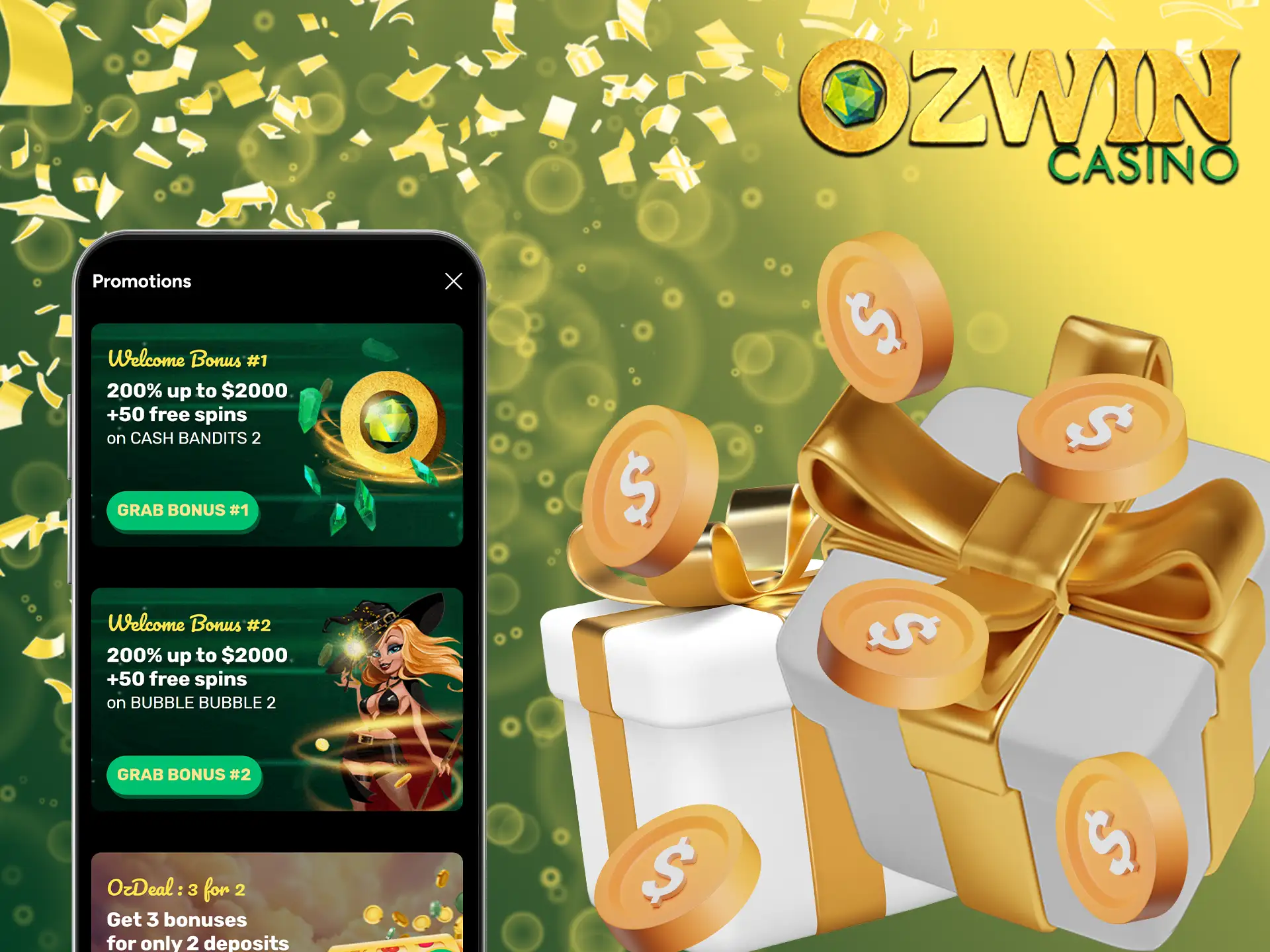 Signing up for the Ozwin app unlocks an exclusive welcome bonus for new players.