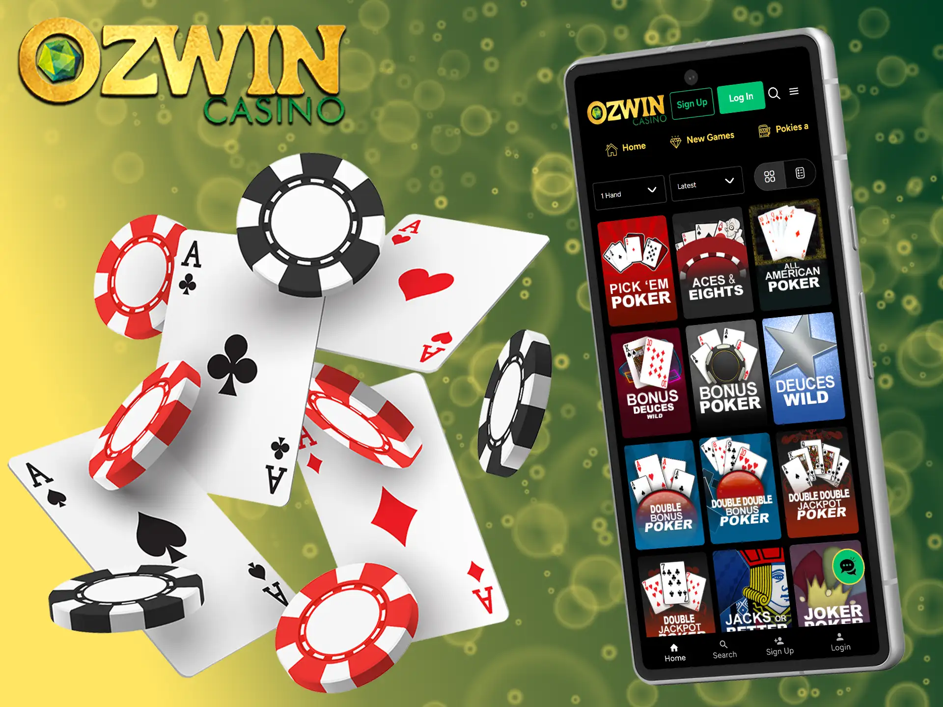 Ozwin takes your gaming to the next level with their impressive selection of live dealer TV games.