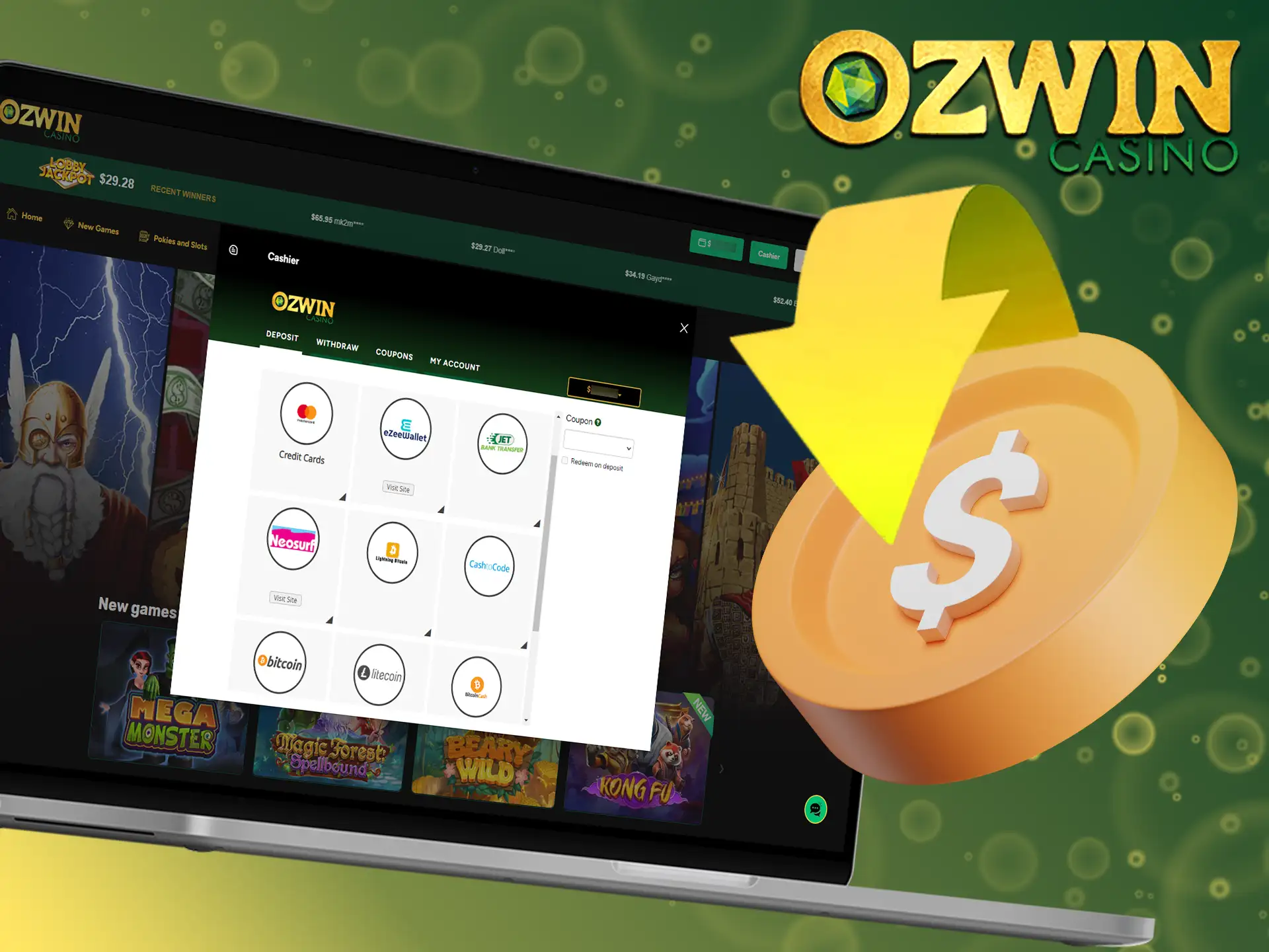 You can easily add funds to your Ozwin account using our selection of reliable and efficient payment options.