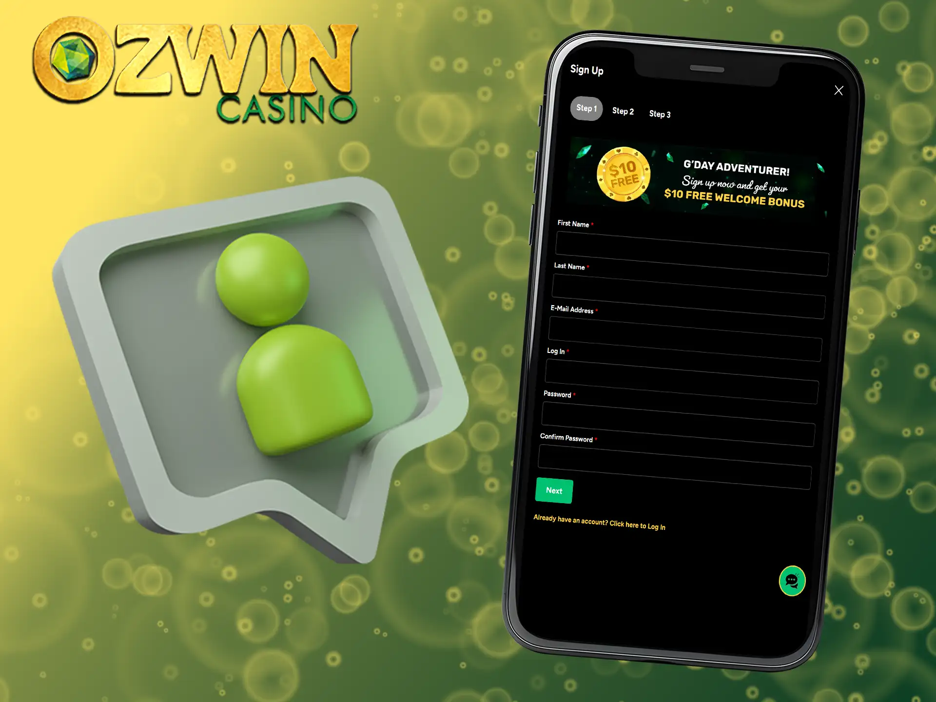 You can sign up for Ozwin Casino directly from your web browser on any Android or iOS device.