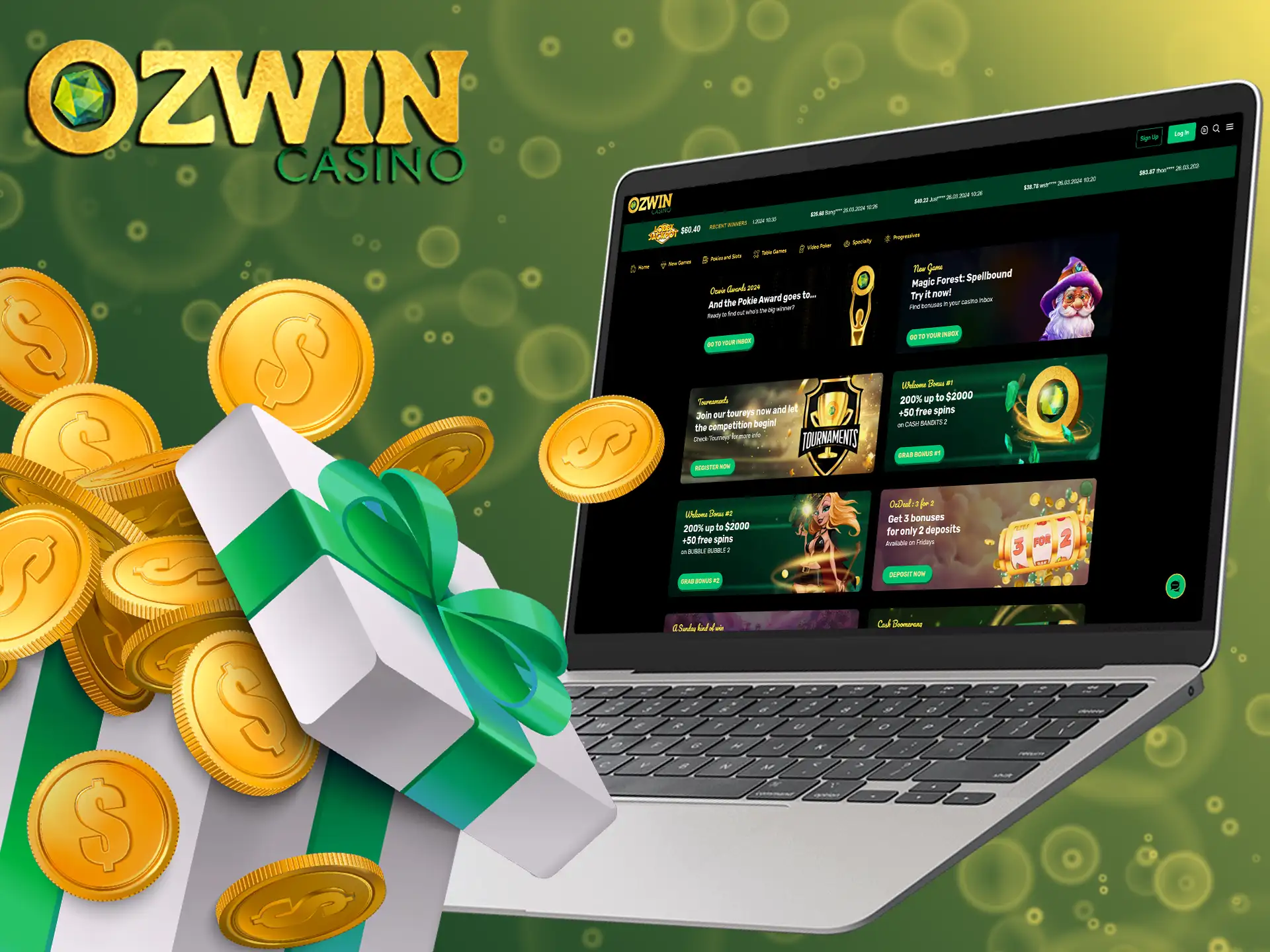 At Ozwin Casino, you can boost your winnings with their guaranteed bonus!