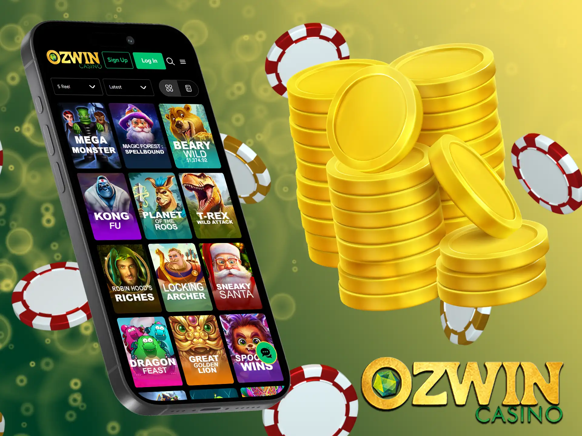 All Ozwin games are available directly on your mobile device.