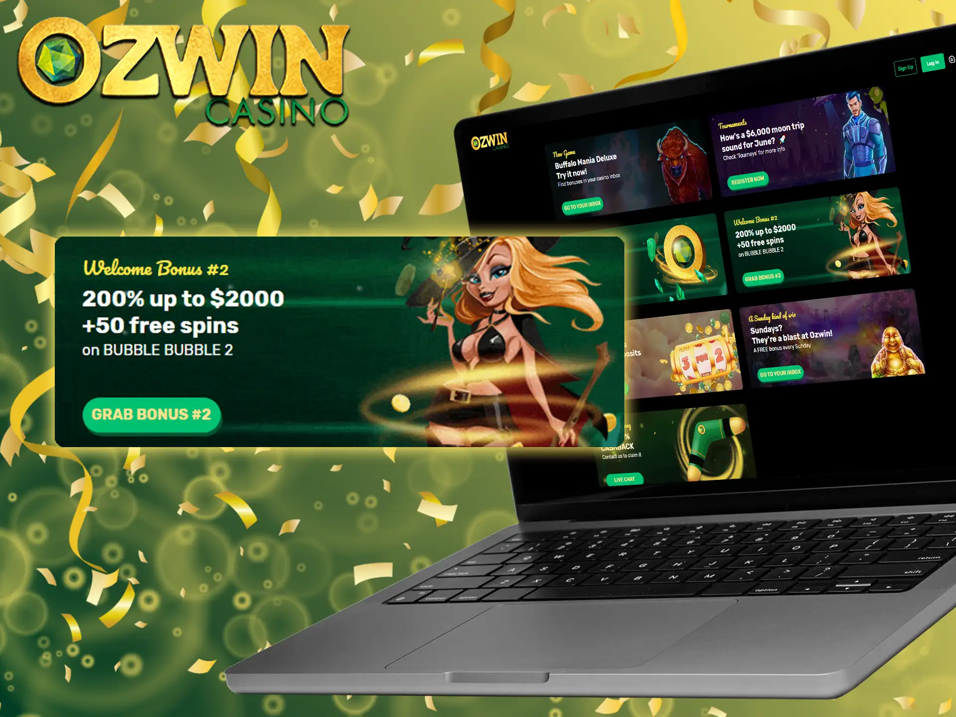 Enjoy Bubble Bubble 2 slot at Ozwin Casino with our generous promo code.