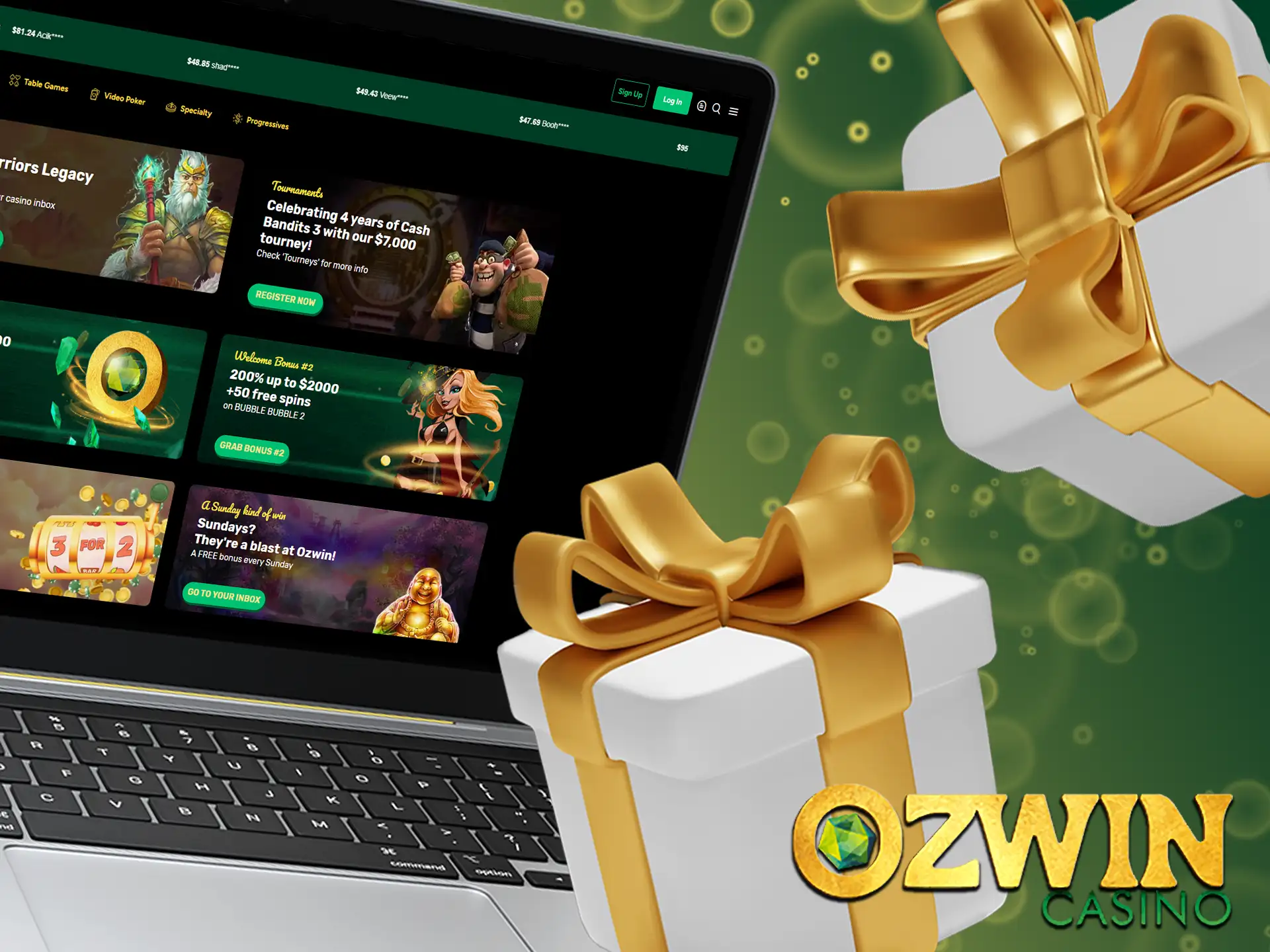 A variety of welcome bonuses are offered by Ozwin.