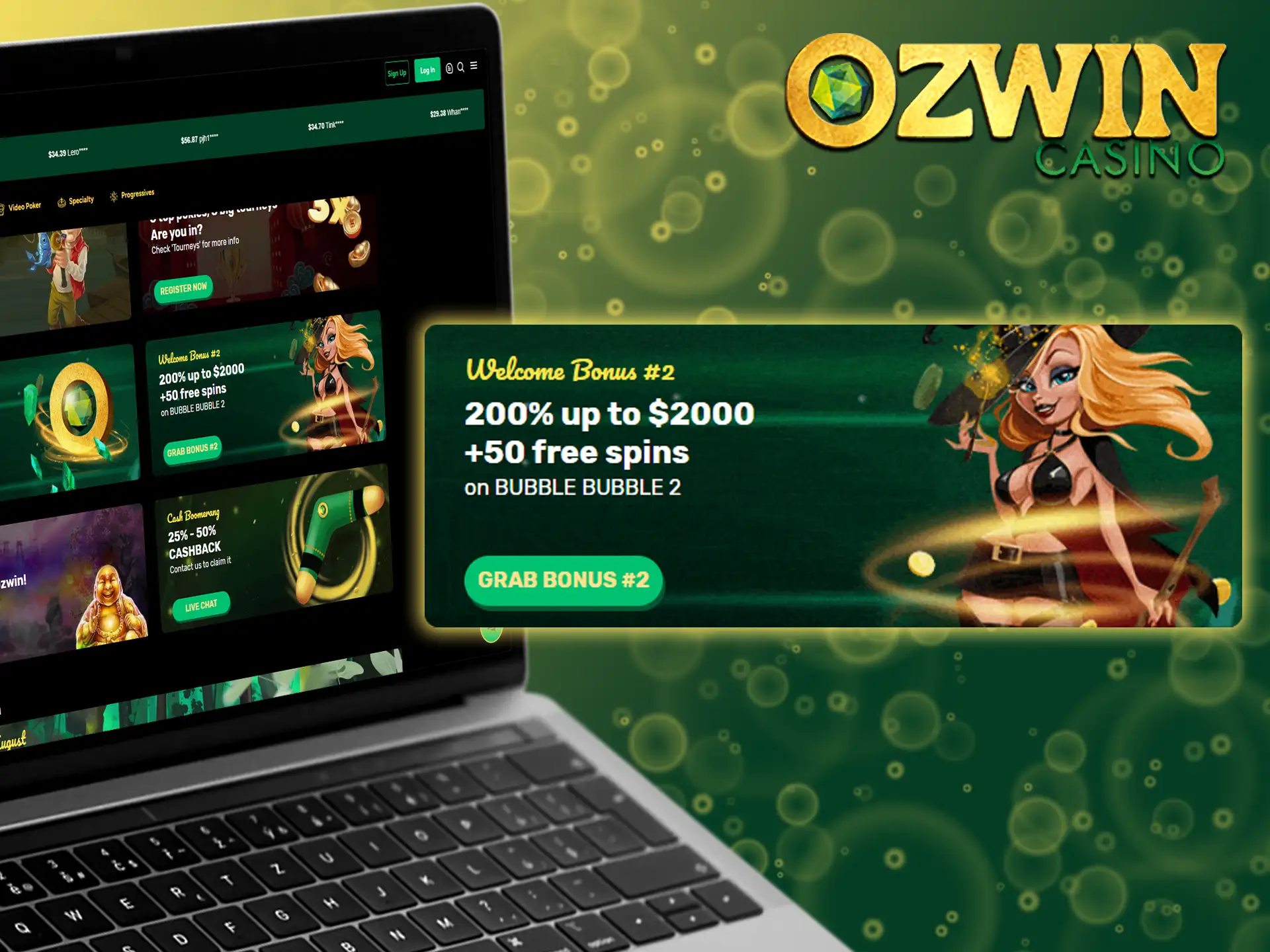 Get a bonus on Bubble Bubble 2 with your first deposit at Ozwin.