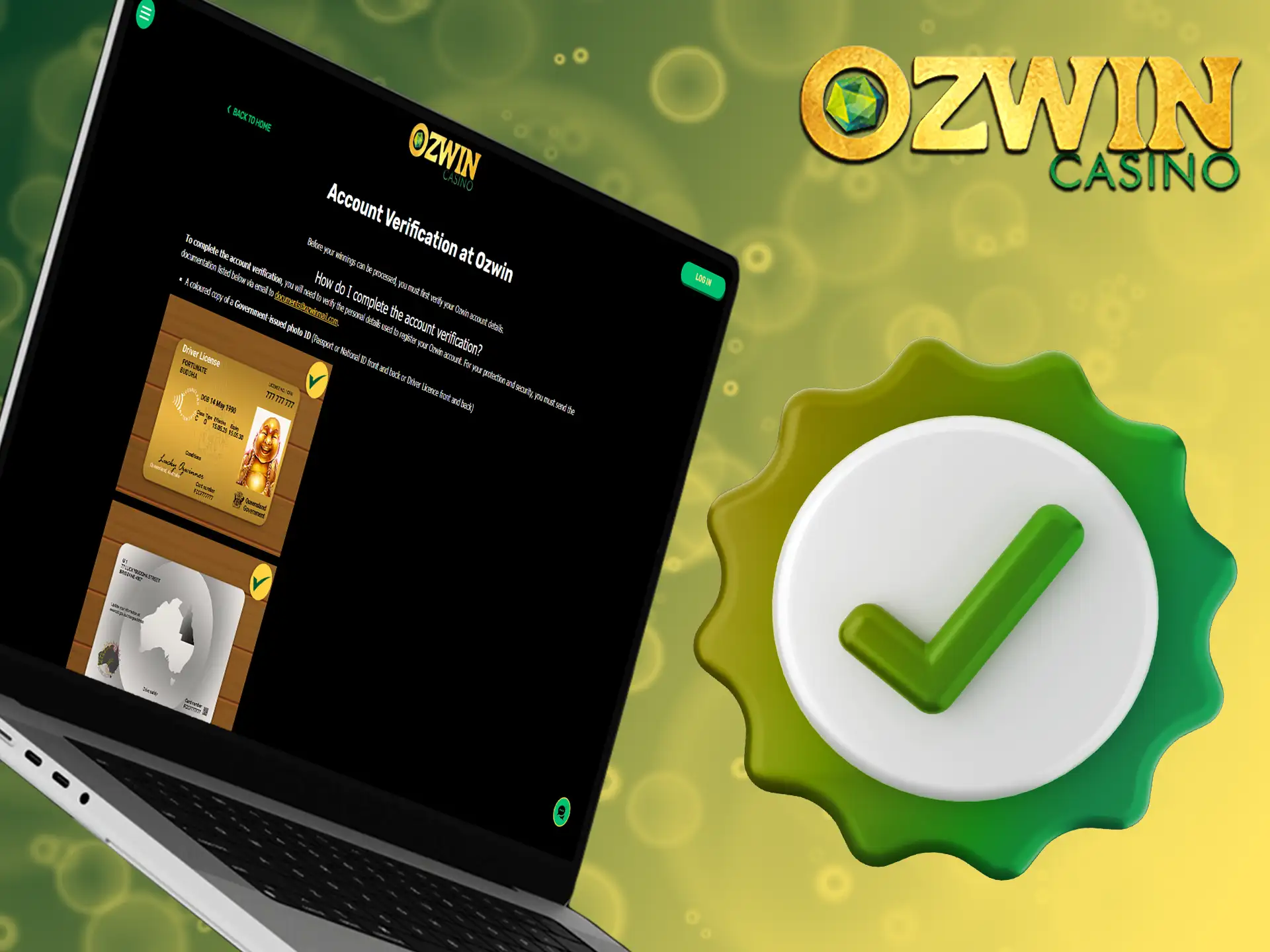 Protect your Ozwin account with a simple verification process.