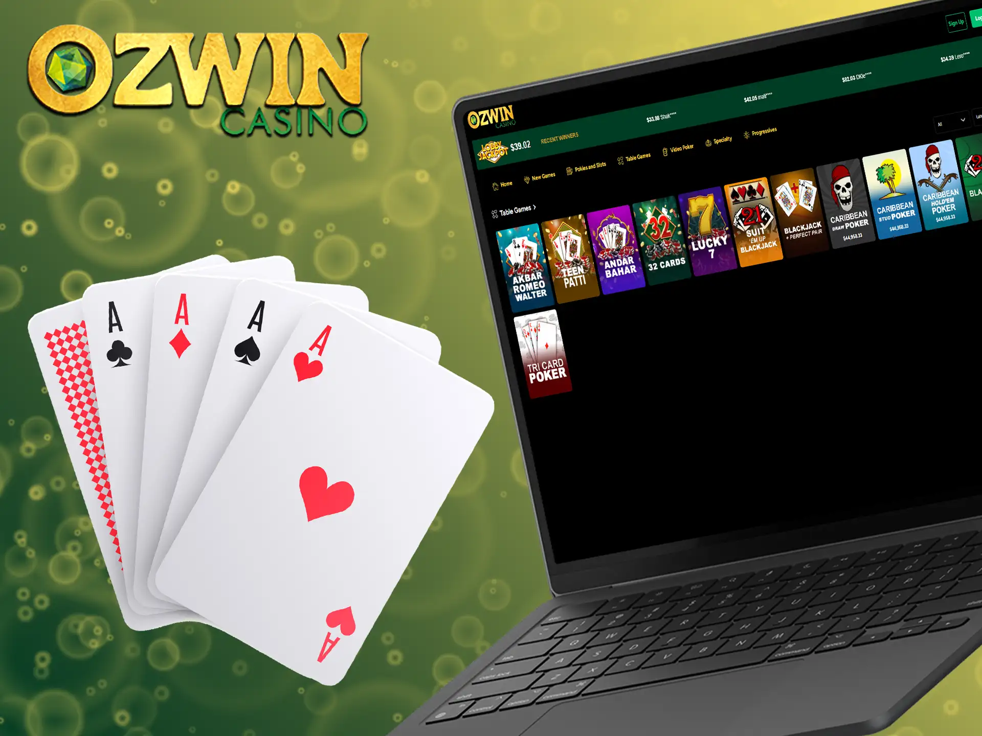 Discover the excitement and rewards of Ozwin table games.