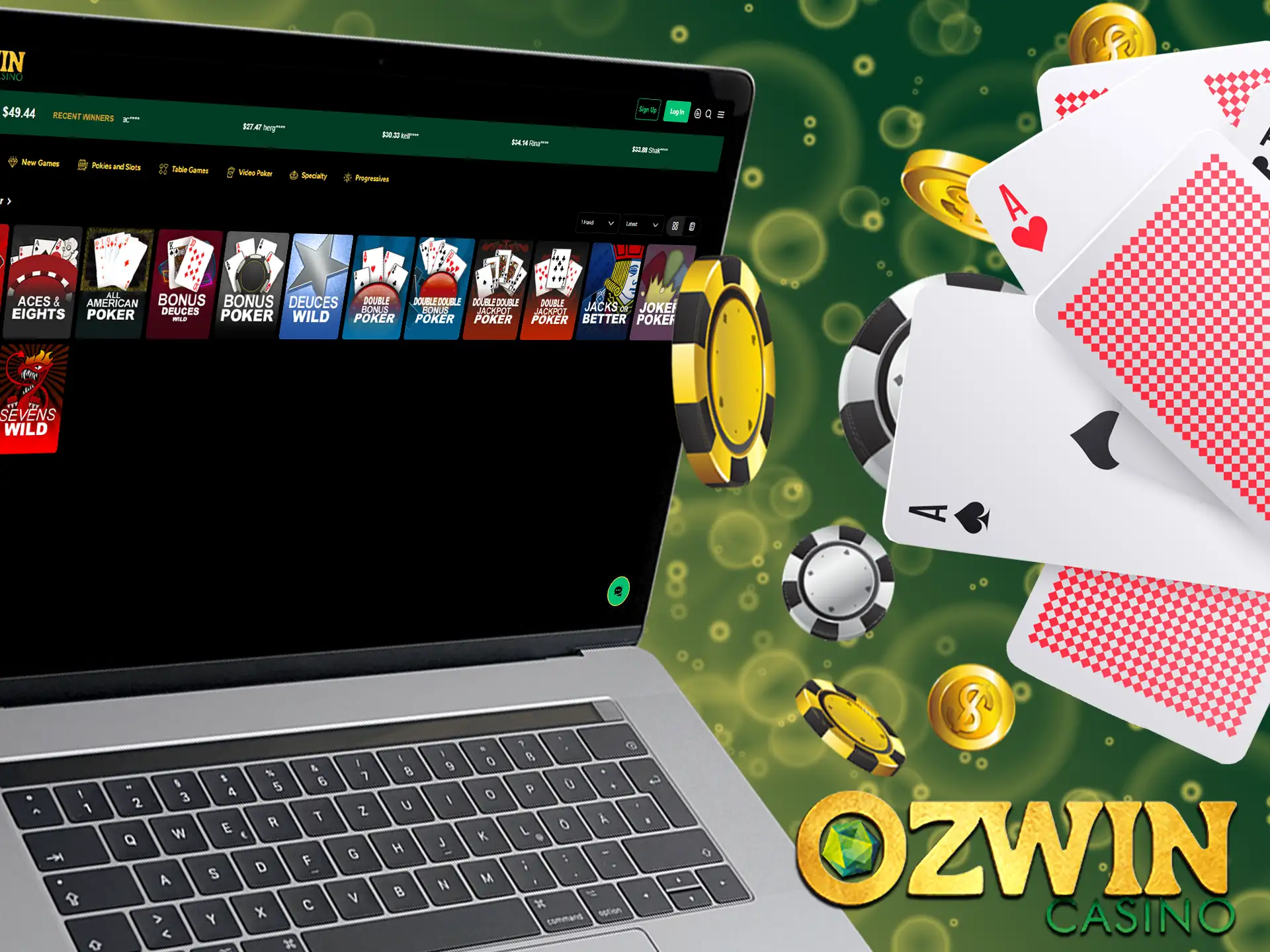 Ozwin Casino's video poker games are a blast to play and offer big win potential.