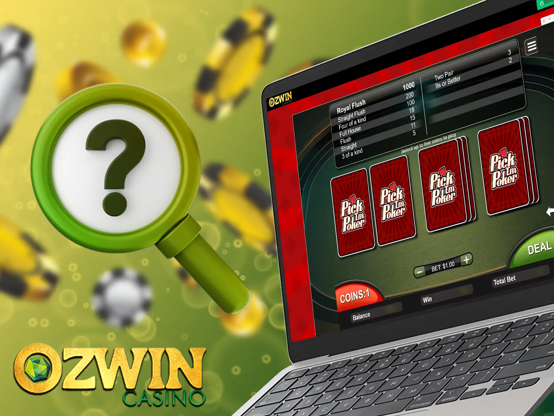 Learn how to play video poker at Ozwin.