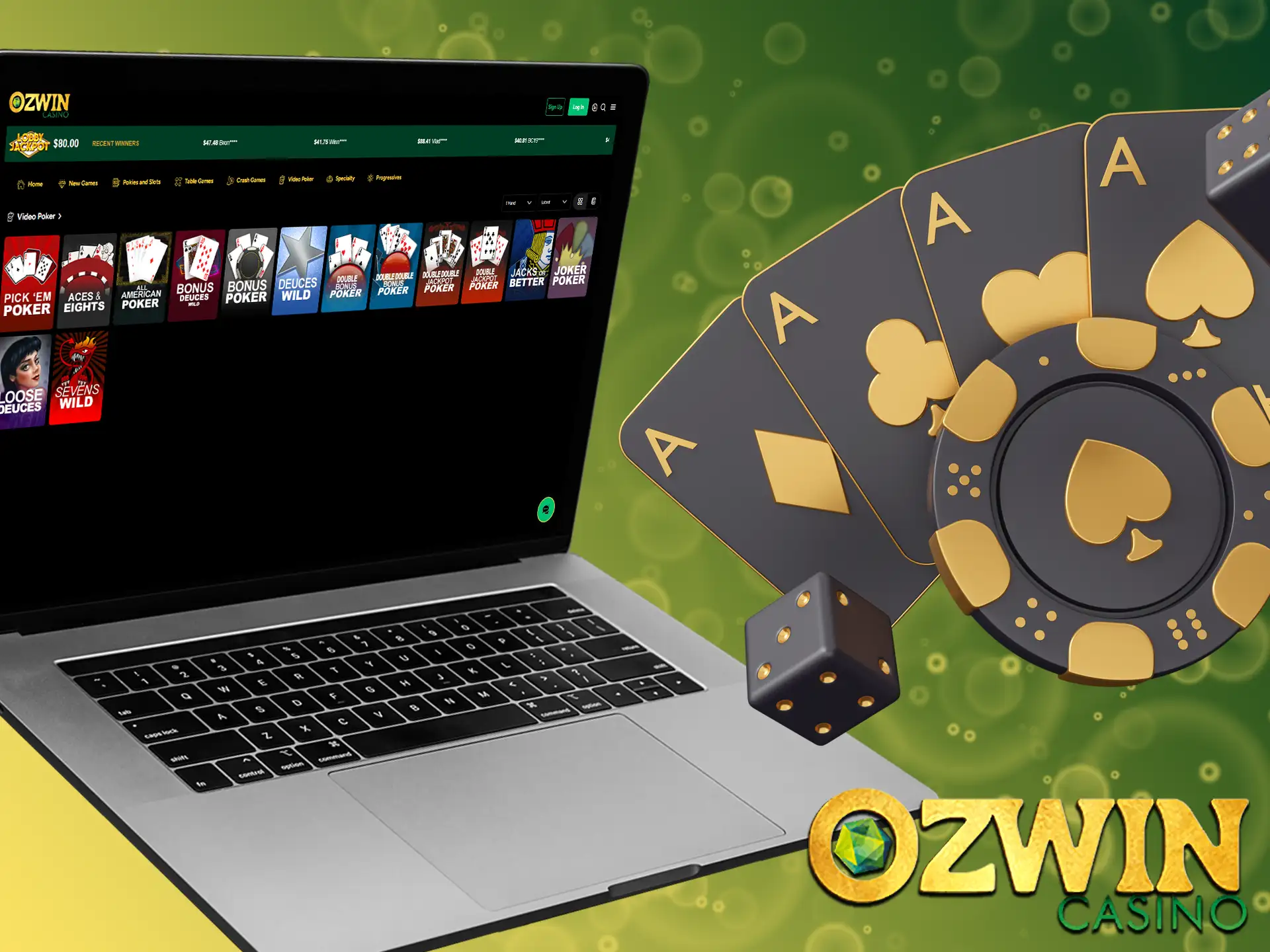 Ozwin offers different types of video poker so each user can choose the right one for them.